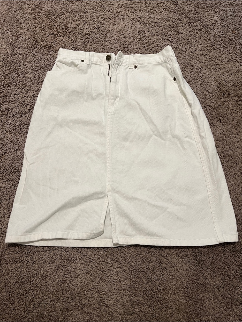 Eddie Bauer White Midi Skirt with Front Notch 100% cotton